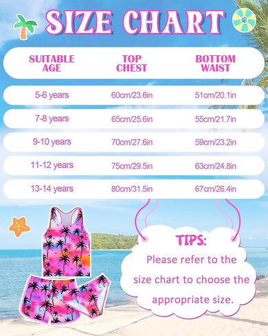 الفتيات Tankini ملابس السباحة 3 قطعة ثوب السباحة مجموعة لطيف ثوب سباحة مثير مع السراويل الصيف UPF 50 + Racerback الاطفال لباس سباحة in Kuwait