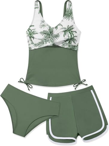 Girls Swimsuits Tankini Set with Shorts Criss Cross Bathing Suits Tween Teen Juniors Girl Two Piece Swimwear in Saudi Arabia
