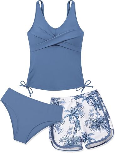 Girls Swimsuits Tankini Set with Shorts Criss Cross Bathing Suits Tween Teen Juniors Girl Two Piece Swimwear in Saudi Arabia