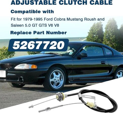 كابل القابض القابل للتعديل ذو الخطاف المزدوج طقم رباعي متوافق مع 1979-1995 Ford Mustang 5.0 LX GT Steeda استبدال رقم الجزء 5267720 in Saudi Arabia