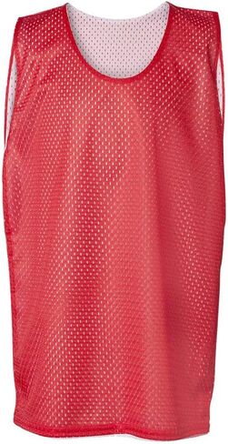 زي جيرسي بدون أكمام شبكي كبير الحجم ذو وجهين للشباب باللون الأحمر/الأبيض من Badger Sport in Kuwait