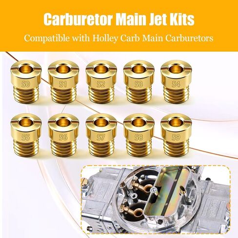 1/4-32 50-59 Sizes Gas Main Jets Assortment Kit Compatible with Holley Carburetors (20pcs Total: 2pcs Per Size) in Kuwait