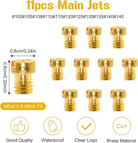 22 Pcs Carburetor Jet Kit — 11 Main & 11 Pilot Jets for PE PWK PZ CG PHBG Carbs, Compatible with Nibbi Honda Keihin Yamaha OKO CVK PWM in Kuwait