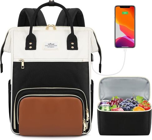 حقيبة ظهر ETRONIK للغداء، حقيبة ظهر للكمبيوتر المحمول مقاس 15.6 بوصة مع منفذ USB، ممرضة أنيقة، حقيبة عمل للمعلم مع صندوق غداء مبرد معزول للنساء والرجال، حقيبة ظهر جامعية للسفر، رمادي أزرق | مع منفذ USB، أنيق، ممرضة، مدرس، حقيبة عمل in Kuwait