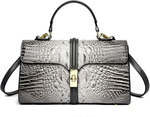 WIGUYUN Women Patent Faux Leather Satchel Handbag Crocodile Tote Purse Snakeskin Handle Shoulder Bag,Gift for Wife/Mom in Kuwait