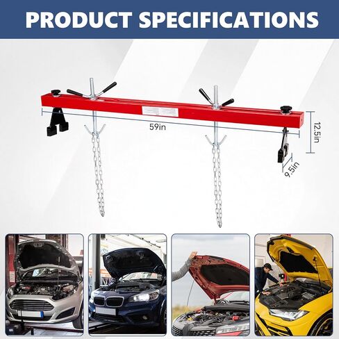 Engine Support Bar 1100lbs Capacity Motor Transverse Bar with 2 Points Lift Holder Dual Hook Cross Hoist Engine Hoist for Home Garages Auto Repair Shop in Saudi Arabia