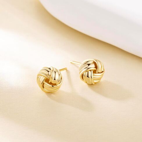 14K Gold Stud Earrings for Womens Stud Earrings Small Round Knot Earring Studs Twisted Hypoallergenic Earring in Saudi Arabia