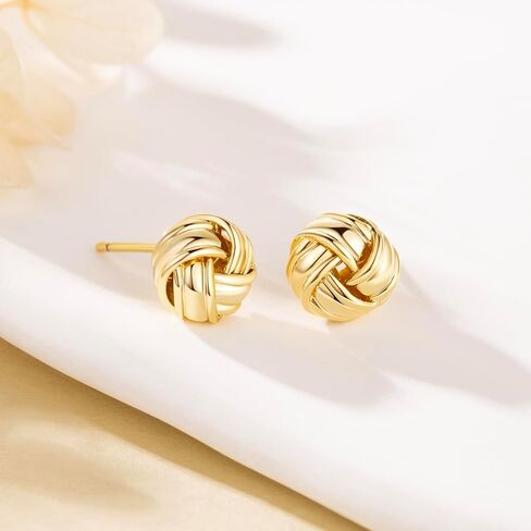 14K Gold Stud Earrings for Womens Stud Earrings Small Round Knot Earring Studs Twisted Hypoallergenic Earring in Saudi Arabia