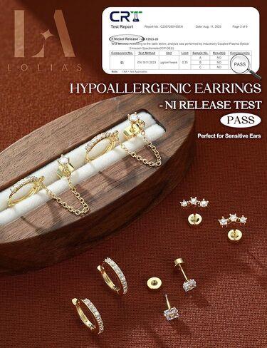 LOLIAS Hypoallergenic Flat Back Earrings Set for Women-Surgical Stainless Steel Earrings for Sensitive Ears-14K Gold Plated Cartilage Earring Stacks Flatback Stud Hoop Earring Sets for Multiple Piercing Jewelry in Saudi Arabia