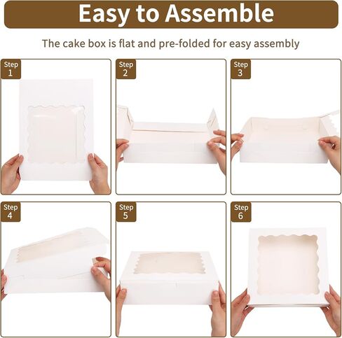 Moretoes 26pcs Pie Boxes with Window, 9 x 9 x 2.5 Bakery Boxes White Cookie Boxes, Treat Boxes for Pies, Pastries, Donuts and Muffins in Saudi Arabia