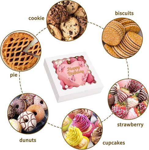 Moretoes 26pcs Pie Boxes with Window, 9 x 9 x 2.5 Bakery Boxes White Cookie Boxes, Treat Boxes for Pies, Pastries, Donuts and Muffins in Saudi Arabia