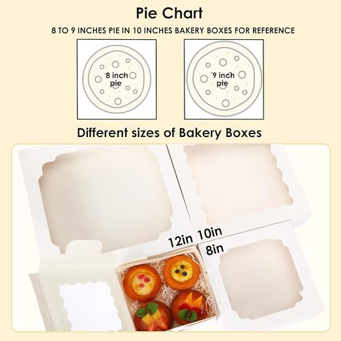 Moretoes 26pcs Pie Boxes with Window, 9 x 9 x 2.5 Bakery Boxes White Cookie Boxes, Treat Boxes for Pies, Pastries, Donuts and Muffins in Saudi Arabia