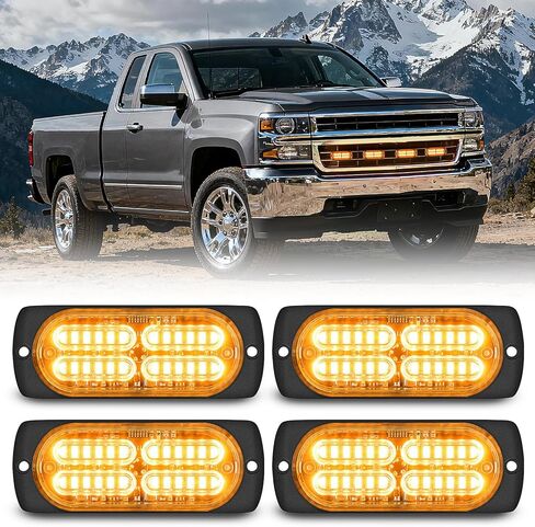 Nilight 4PCS 24LED أضواء الطوارئ القوية 12V 24V سطح أحمر جبل مصبغة خطر السلامة تحذير ضوء مزامنة ميزة الجانب وامض ماركر فلاش لسيارة شاحنة المعسكر in Kuwait