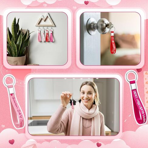 Kigeli 30 Pcs Galentine's Day Keychains Gifts Bulk Pink Heart Silicone Keychains Rubber Bracelet Wristlet Cute Valentine's Day Gifts for Women Girls Friends Galentines Party Favors Supplies in Saudi Arabia