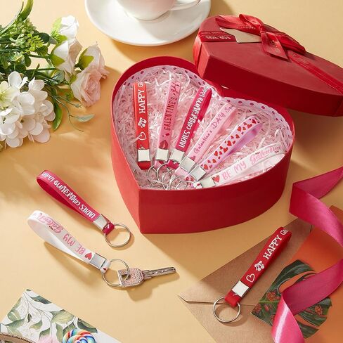 Kigeli 30 Pcs Galentine's Day Keychains Gifts Bulk Pink Heart Silicone Keychains Rubber Bracelet Wristlet Cute Valentine's Day Gifts for Women Girls Friends Galentines Party Favors Supplies in Saudi Arabia