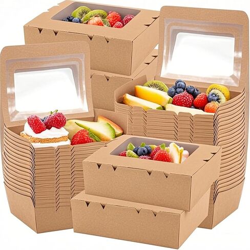 SEUNMUK 50 Pack 70oz Kraft Brown Food Boxes with Window, Disposable Kraft Food Container, Take Out Food Containers, Lunch Meal Box for Restaurant, Catering and Party in Kuwait