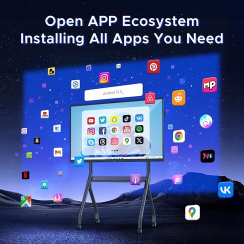 MWE 55'' Smart Board,Electronic Interactive White Board with 4K Touchscreen Display Built in UHD Camera Open App Ecosystem Digital Whiteboard for Business Office Classroom Home (Wall-Mounted,55'') in Kuwait