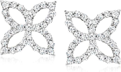Ross-Simons 0.50 ct. t.w. Diamond Open-Space Flower Earrings in Sterling Silver in Saudi Arabia