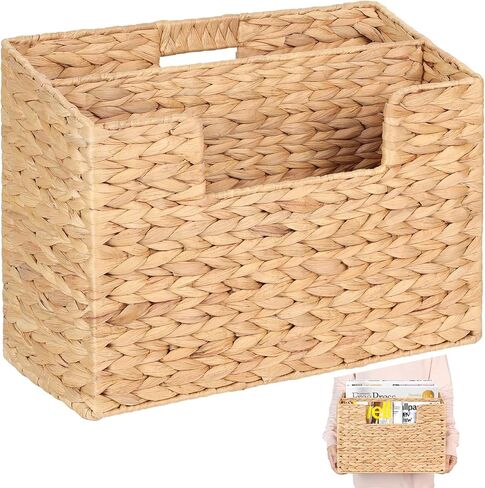 Handwoven Divided Water Hyacinth Wall Magazine Holder - Natural Hanging Organizer for Mail, Newspapers & Magazines, Books & Files - Divided Magazine Basket for Entryway, Living Room, Office in Saudi Arabia