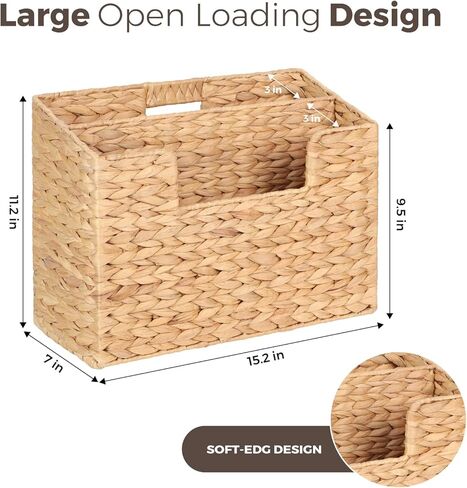 Handwoven Divided Water Hyacinth Wall Magazine Holder - Natural Hanging Organizer for Mail, Newspapers & Magazines, Books & Files - Divided Magazine Basket for Entryway, Living Room, Office in Saudi Arabia