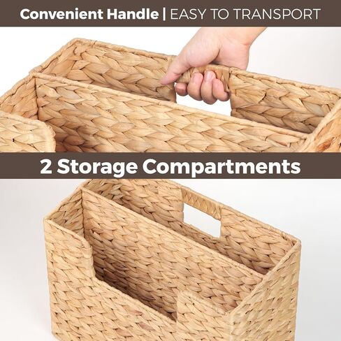 Handwoven Divided Water Hyacinth Wall Magazine Holder - Natural Hanging Organizer for Mail, Newspapers & Magazines, Books & Files - Divided Magazine Basket for Entryway, Living Room, Office in Saudi Arabia