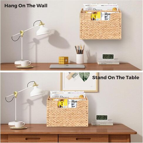 Handwoven Divided Water Hyacinth Wall Magazine Holder - Natural Hanging Organizer for Mail, Newspapers & Magazines, Books & Files - Divided Magazine Basket for Entryway, Living Room, Office in Saudi Arabia
