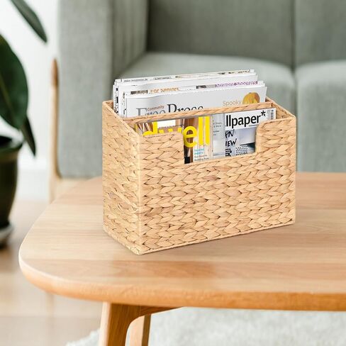 Handwoven Divided Water Hyacinth Wall Magazine Holder - Natural Hanging Organizer for Mail, Newspapers & Magazines, Books & Files - Divided Magazine Basket for Entryway, Living Room, Office in Saudi Arabia