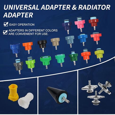 SINOCMP Coolant Vacuum Refill Kit & Coolant Pressure Tester Kit, 31pc Master Cooling System Vacuum Fill Tool, Radiator Vacuum Fill Kit with 23 Radiator Adapters,Complete Set for Leak Detection in Saudi Arabia