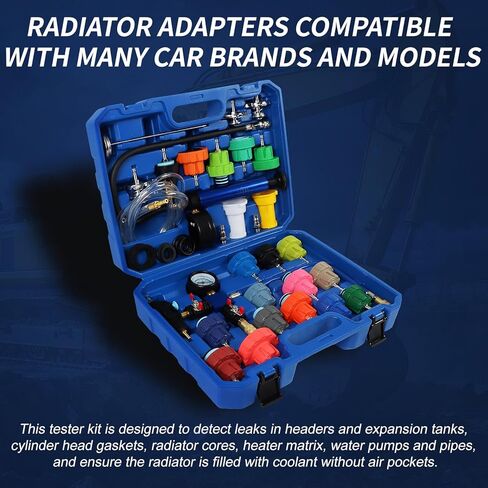SINOCMP Coolant Vacuum Refill Kit & Coolant Pressure Tester Kit, 31pc Master Cooling System Vacuum Fill Tool, Radiator Vacuum Fill Kit with 23 Radiator Adapters,Complete Set for Leak Detection in Saudi Arabia