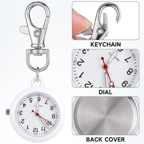 Angoily Nurse Hanging Pocket Watch Clip on Lightweight Stainless Steel Medical Badge Watch for Nurses and Doctors Simple Decorative Hanging Hook with Easy Time Reading Portable and Durable in Saudi Arabia