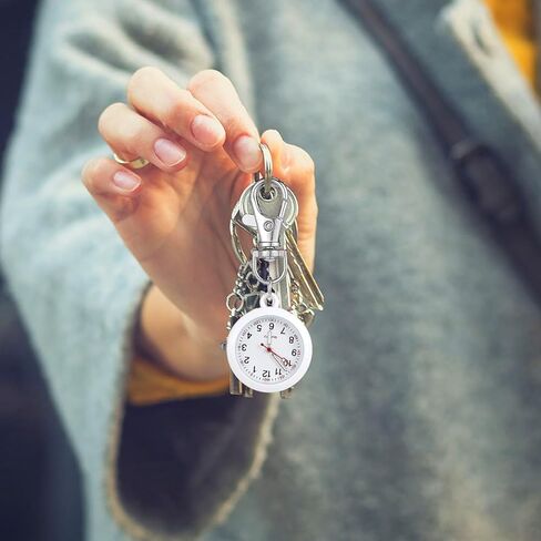 Angoily Nurse Hanging Pocket Watch Clip on Lightweight Stainless Steel Medical Badge Watch for Nurses and Doctors Simple Decorative Hanging Hook with Easy Time Reading Portable and Durable in Saudi Arabia