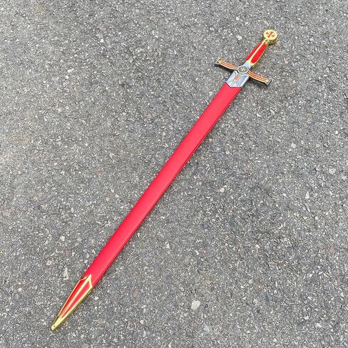 Sauvagine-33.3 بوصة سيف معدني تمبلار نايت باللونين الأحمر والذهبي - نسخة طبق الأصل من العصور الوسطى الصليبية للكوسبلاي والجمع والعرض in Kuwait