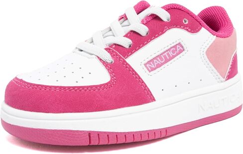 Nautica Girls Sneakers, Stylish Low-Top Tennis Shoes with Cushioned Insole for Everyday Wear, Toddler, Little Kids and Big Kids, Lace-Up/Bungee in Kuwait