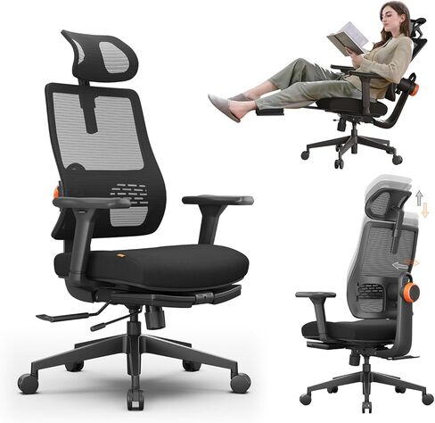 Newtral Best Ergonomic Office Chair with Adaptive Lumbar Support, Laptop Tray, Home Office Desk Chair with 4D Armrest & 5D Headrest, High Back Swivel Desk Computer Chair with Footrest in Kuwait