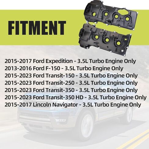 مجموعة غطاء الصمام الألومنيوم متوافقة مع Ford Expedition F 150 Transit 150 250 350 Lincoln Navigator 3.5L V6 2013-2023 استبدال BL3E6K273CB DL3E6K271FA in Saudi Arabia