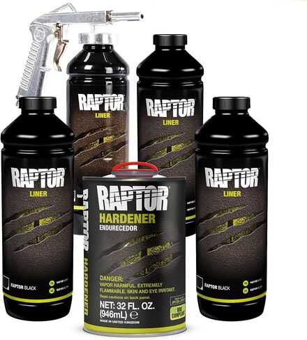 U-POL Raptor Black Urethane Spray-On Truck Bed Liner Kit, 2K Protective Coating with Spray Gun, UV Resistant, DIY Bedliner for Trucks, 4 Quarts in Saudi Arabia