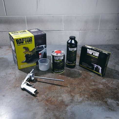 U-POL Raptor Black Urethane Spray-On Truck Bed Liner Kit, 2K Protective Coating with Spray Gun, UV Resistant, DIY Bedliner for Trucks, 4 Quarts in Saudi Arabia