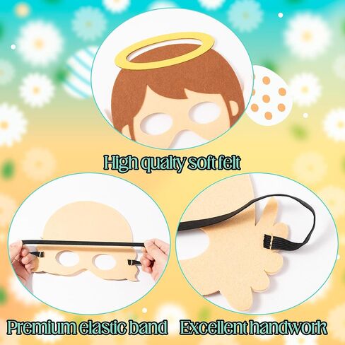 BeYumi Easter Nativity Felt Masks - 10Pcs Easter Christian Story Felt Mask Set Jesus Resurrection Story Character Cosplay Mask Church Sunday School Classroom Kid Bible Role Play Costume Party Supplies in Saudi Arabia