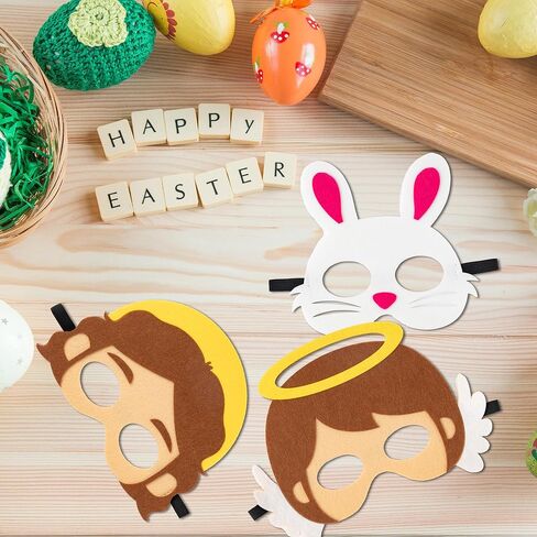 BeYumi Easter Nativity Felt Masks - 10Pcs Easter Christian Story Felt Mask Set Jesus Resurrection Story Character Cosplay Mask Church Sunday School Classroom Kid Bible Role Play Costume Party Supplies in Saudi Arabia