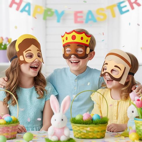 BeYumi Easter Nativity Felt Masks - 10Pcs Easter Christian Story Felt Mask Set Jesus Resurrection Story Character Cosplay Mask Church Sunday School Classroom Kid Bible Role Play Costume Party Supplies in Saudi Arabia