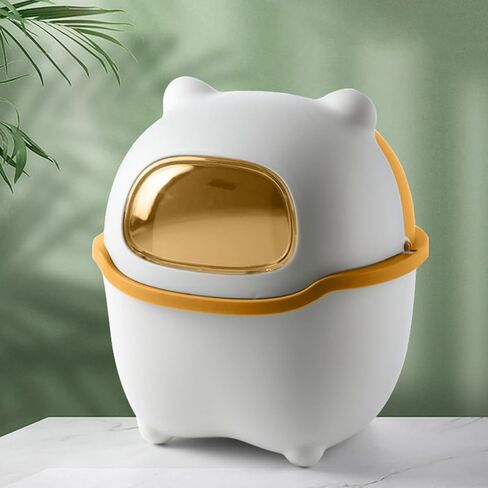 Lurrose Mini Desktop Trash Can with Lid, Bear Cartoon Countertop Trash Bin, Plastic Small Wastebasket for Bedroom and Office, Adorable Tiny Garbage Storage Basket in Saudi Arabia