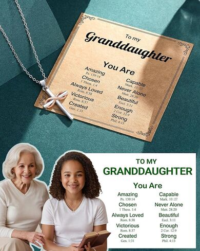 UPROMI You Are Loved and Chosen – Cross Necklace for Daughter/Granddaughter, Christian Gifts for Teen Girls in Saudi Arabia