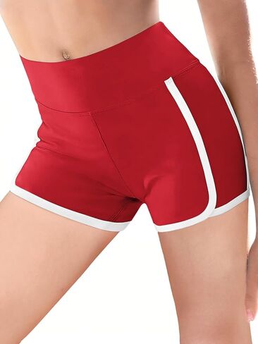Haloumoning Girls Athletic Shorts Kids Workout High Waisted Contrast Trim Biker Volleyball Dance Spandex Shorts 5-14 Years in Saudi Arabia