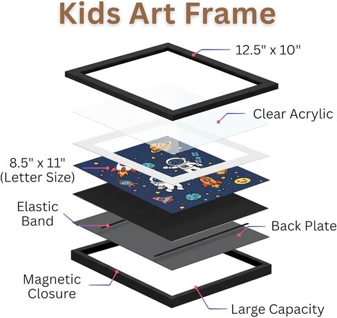 Kids Art Frame 2 Pack - Front Opening Letter Size (8.5" x 11") Frame with Storage, Holds Up to 100 Artwork Pieces, Wall or Tabletop Display in Saudi Arabia