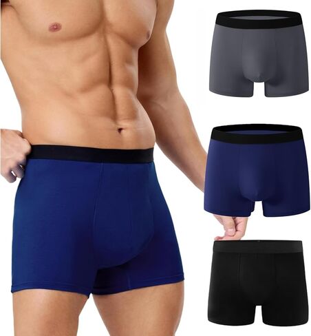 3 PCS Men's Boxer Briefs for Moisture Wicking Briefs Underwear Breathable in Saudi Arabia