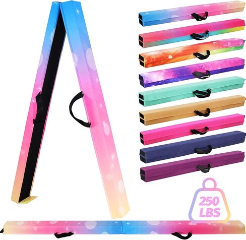 FC FUNCHEER Folding Balance Beam for Kids - Gymnastics Beam- 6FT/9FT Foam Floor Beam- Non Slip Base for Girls Gymnastics Training,Professional Gymnastic Equipment for Home with Carrying Bag in Kuwait