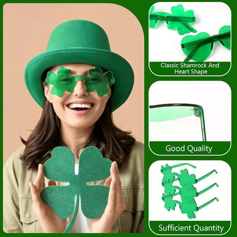 12pairs St. Patrick's Day Sunglasses, Green Shamrock Heart Rimless Glasses St. Patrick's Accessories Eyewear for Party Favor Decorations in Saudi Arabia