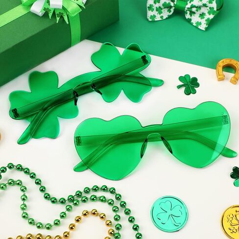 12pairs St. Patrick's Day Sunglasses, Green Shamrock Heart Rimless Glasses St. Patrick's Accessories Eyewear for Party Favor Decorations in Saudi Arabia
