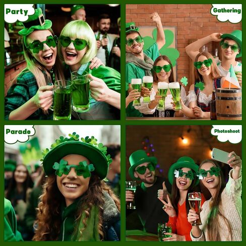 12pairs St. Patrick's Day Sunglasses, Green Shamrock Heart Rimless Glasses St. Patrick's Accessories Eyewear for Party Favor Decorations in Saudi Arabia