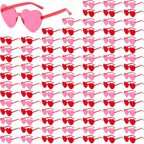 50/100 Pack Bulk Heart Sunglasses for Women Candy Transparent Rimless Pink Heart Shaped Bachelorette Glasses in Kuwait